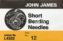 1FI280-12: Needle John James Short Beading #12 (L4322-12S) 25 Pieces Per Package