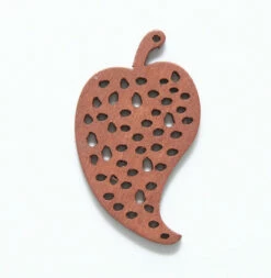 38WC816-56R: Cut Wood Leaf With Dots 38mm Brown Finish - 6 Pieces