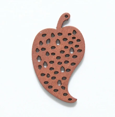 38WC816-56R: Cut Wood Leaf With Dots 38mm Brown Finish - 6 Pieces 3 38WC816-56R: Cut Wood Leaf With Dots 38mm Brown Finish - 6 Pieces