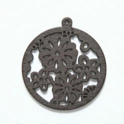 48WC804-58R: Cut Wood Circle With Flower Loop 48mm Dark Finish - 3 Pieces