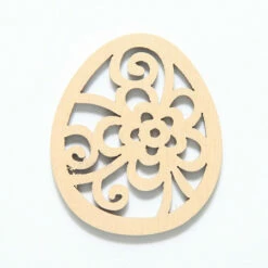 48WC805-51R: Cut Wood Egg Shape Pendant 48mm Light Finish - 3 Pieces