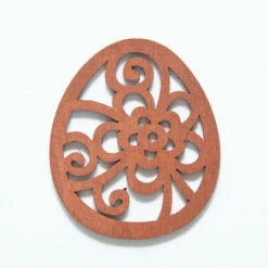 48WC805-56R: Cut Wood Egg Shape Pendant 48mm Brown Finish - 3 Pieces