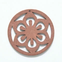 48WC811-56R: Cut Wood Circle Flower 48mm Brown Finish - 3 Pieces