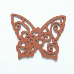 48WC820-56R: Cut Wood Butterfly With Flower 48mm Brown Finish - 3 Pieces