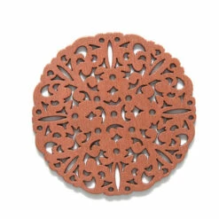 48WC835-56: Cut Wood Scalloped Circle 48mm Brown - 20 Pieces