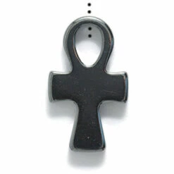 60ST403-AN: Hematite Ankh Pendant With Hole 12x20mm - - 5 Pieces