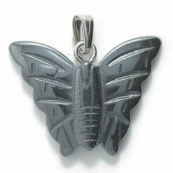 60ST403-B: Hematite Butterfly Pendant 25mm - 3 Pieces