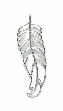 AM300: Amoracast Sterling Silver Pendant Feather 19x35mm 1 Piece