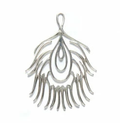 AM336: Amoracast Sterling Silver Pendant Peacock Feather 28x37mm 1 Piece