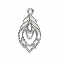 AM369: Amoracast Sterling Silver Charm Small Peacock Feather 20mm 1 Piece