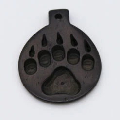 BN385-55: Bone Bear Paw Print Pendant Black 35x45mm - 5 Pieces