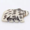 BN385-79: Bone Bear Pendant Carved White/Black 45x26mm - 5 Pieces
