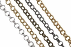 CH2611-AS: Double Link 8mm Cable Chain Antique Silver Plated Solid Hypoallergenic Brass And Steel - 1 Foot
