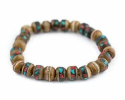 GA610-BWN: Nepal Brown Bone Mala Bracelet - 1 Each