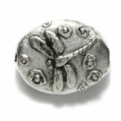 GG245-AS: Green Girl Dragonfly Pebble Antique Silver 21mm - 1 Piece