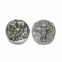 GG256-AS: Green Girl Owl Coin 26mm Antique Silver - 1 Piece