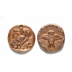 GG256-RGA: Green Girl Owl Coin 26mm Rose Gold Antique - 1 Piece
