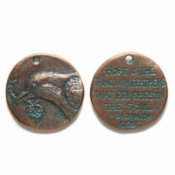 GG468-CV: Green Girl Hope Bird 29mm Copper Verdigris - 1 Piece