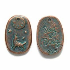 GG471-CV: Green Girl Howling Wolf Copper Verdigris - 1 Piece