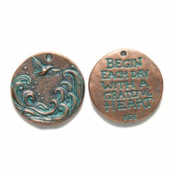 GG485-CV: Green Girl Grateful Heart Bird Copper Verd - 1 Piece