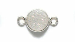 ST25-41W: Druzy Link White Aurora Borealis Finish 8x14mm Sterling Silver 1 Piece