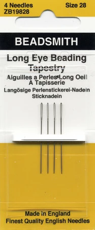 ZB19828: Was FI286-28 Long Eye English STYLE Beading Tapestry Needle Size #28 - 4 Piece Package